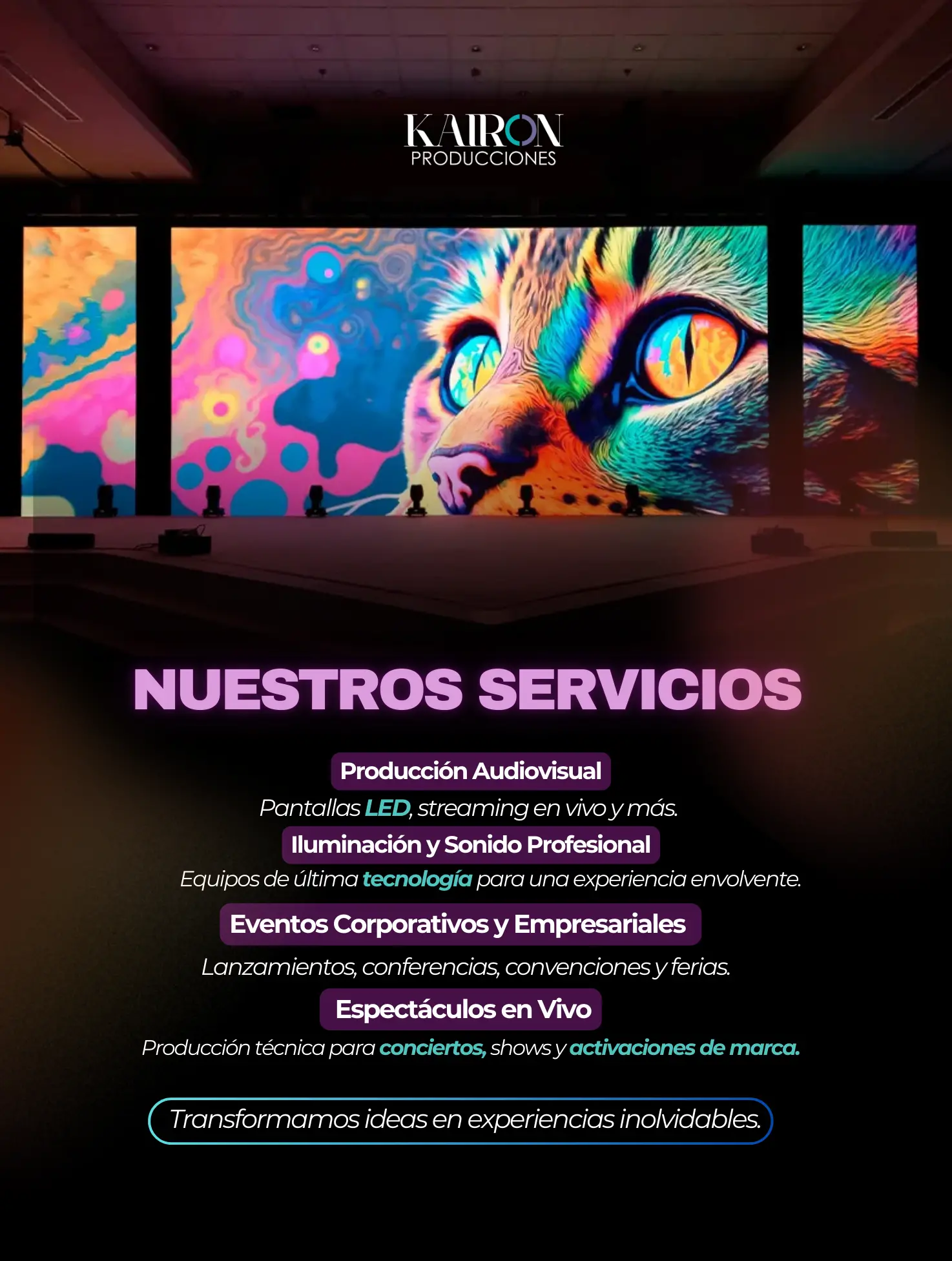 Alquiler de proyectores, sonido, pantallas LED, iluminación, televisores y tótems para eventos en Bogotá, Chía, Cajicá, Cota y toda la Sabana de Cundinamarca